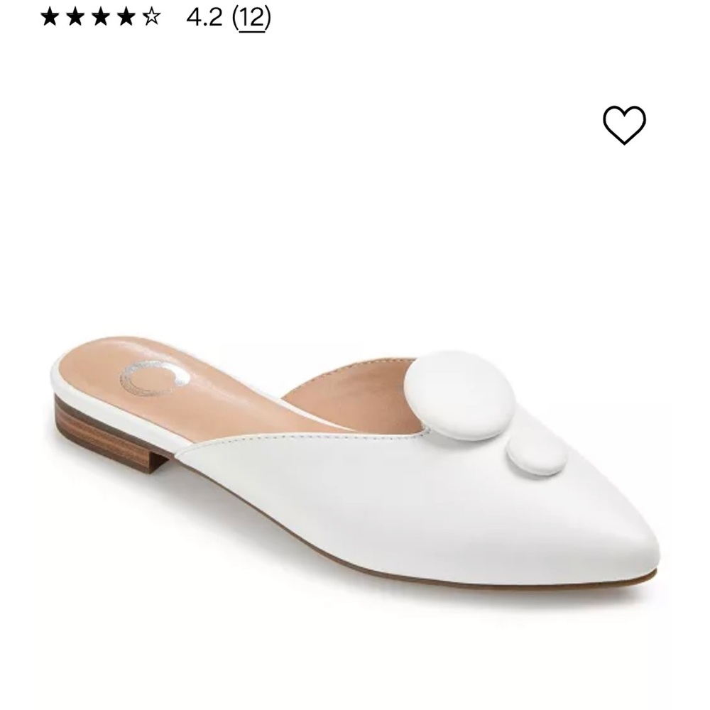 JOURNEE COLLECTION Mallorie White Pointed Toe Button Mules